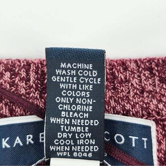 Karen Scott Sweater Womens Size Petite Medium V Neck Merlot Marled Fall Winter - Picture 6 of 6